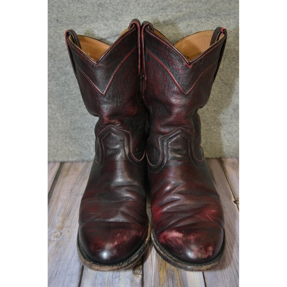 Cody James Black Boots Mens 10.5 cherry black Leather Western Pull On Round Toe - Picture 2 of 12